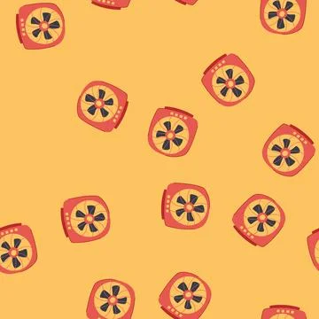 Seamless pattern office desk fan cartoon vector Stock Illustration