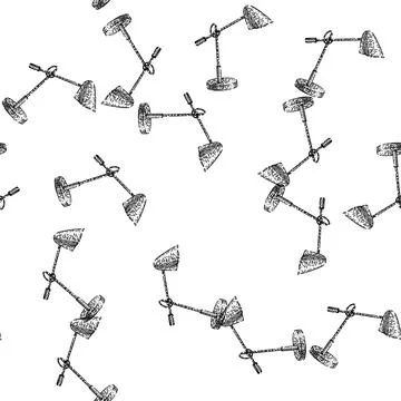 Seamless pattern office desk lamp sketch hand drawn Ilustração Stock