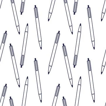 Seamless pattern with office pen for school. Stock Illustration