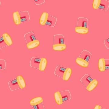 Seamless pattern office sharpener pencil cartoon vector Illustration