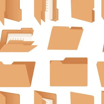 Seamless pattern office supplies hard cardboard folders office accessories Illustrazione stock