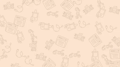 Seamless Pattern of Office Supplies in Light Brown. Stock Footage 320163912