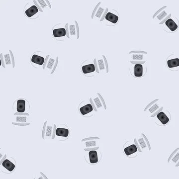 Seamless pattern office table camera cartoon vector Stock Illustration