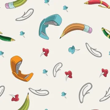 Seamless pattern of office tools Stock Illustration