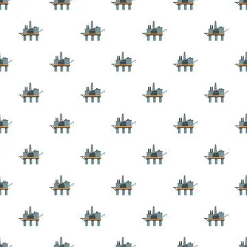 Seamless pattern with offshore oil rig platforms Stock Illustration