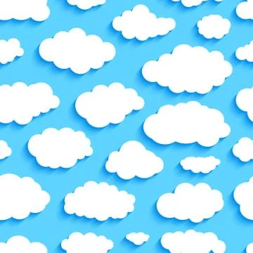 Seamless pattern og white clouds on blue sky Stockillustratie
