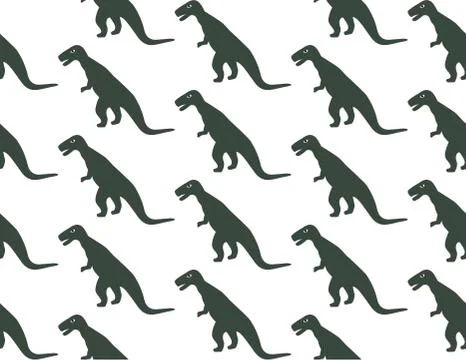 Seamless pattern with ohistoric dinosaurs on the white background Stock Illustration