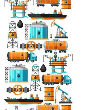 Seamless pattern with oil and petrol icons. Stock Illustration