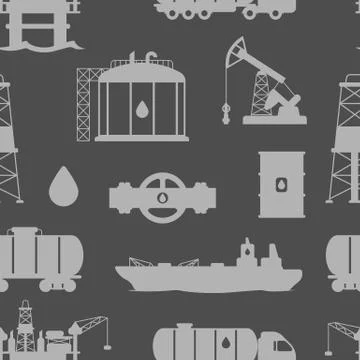 Seamless pattern with oil and petrol icons. Stockillustratie