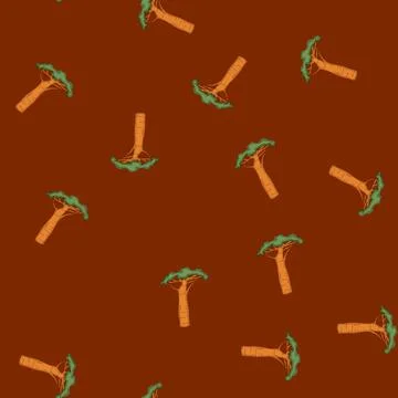 Seamless pattern oil baobab tree cartoon vector Stock Illustration
