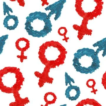 Seamless pattern with oil painted man and woman symbols Stock Illustration
