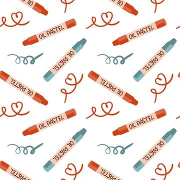 Seamless pattern with oil pastel, repeating pattern. Background, banner, t-sh Stock Illustration