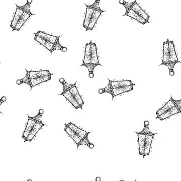 Seamless pattern oil vintage lantern sketch hand drawn Illustrazione stock