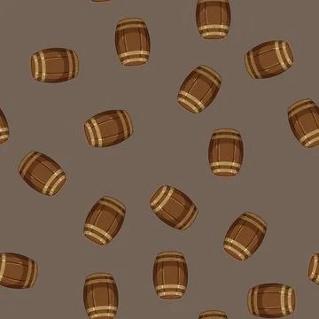Seamless pattern old barrel wine cartoon vector Stock Illustration
