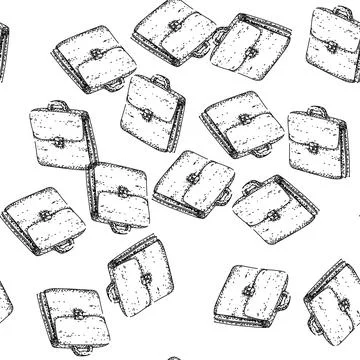 Seamless pattern old briefcase sketch hand drawn 스톡 일러스트