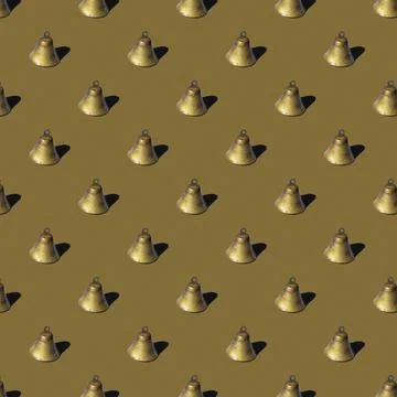 Seamless pattern from an old bronze bell on a dark background Stock Photos