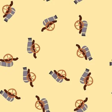 Seamless pattern old cannon gun cartoon vector Illustrazione stock