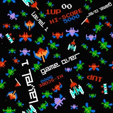 Seamless pattern old computer game Stock Illustration