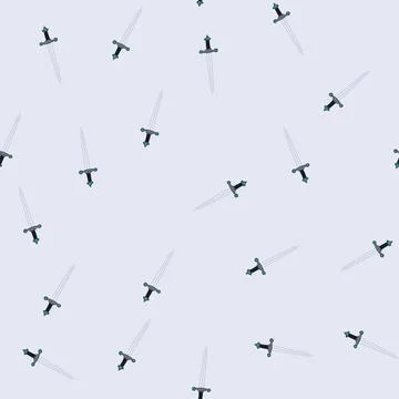 Seamless pattern old medieval sword cartoon vector Stock Illustration