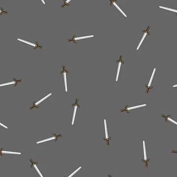 Seamless pattern old medieval sword cartoon vector Illustrazione stock