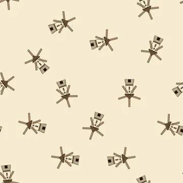 Seamless pattern old mill farm cartoon vector Illustrazione stock