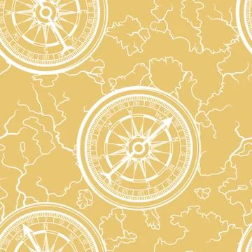 Seamless pattern with old nautical map. Illustrazione stock