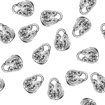 Seamless pattern old padlock vintage sketch hand drawn Illustrazione stock