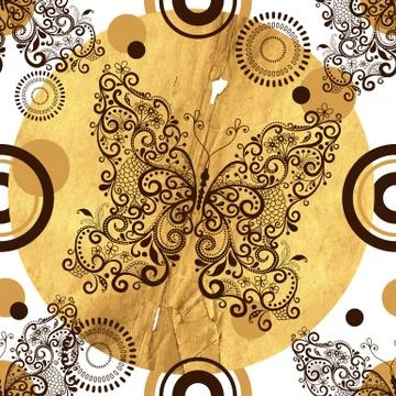 Seamless pattern with old paper Stock Illustration