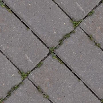 Seamless pattern with old road tile with grass Stock Photos