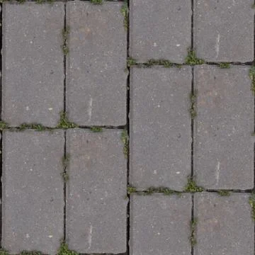 Seamless pattern with old road tile with grass Stock Photos