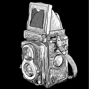 Seamless pattern of old twin lens reflex Illustrazione stock