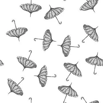 Seamless pattern old umbrella sketch hand drawn Illustrazione stock