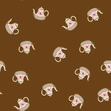 Seamless pattern old vintage teapot cartoon vector sign Illustrazione stock