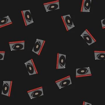 Seamless pattern old vinyl player cartoon vector Illustrazione stock