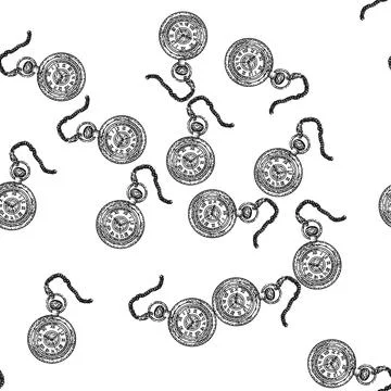 Seamless pattern old watch pocket sketch hand drawn Illustrazione stock