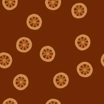Seamless pattern old wheel ancient cartoon vector Stock Illustration