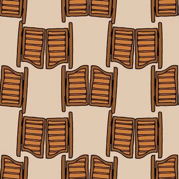 Seamless pattern of an old wooden element of an interior door in brown color Stock Illustration