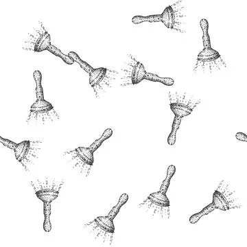 Seamless pattern oldfashioned flashlight sketch hand drawn black Stock Illustration