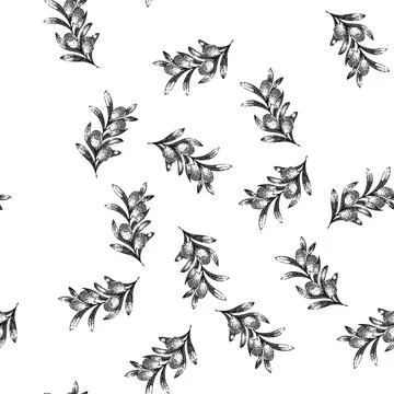 Seamless pattern oline green food sketch hand drawn Stock Illustration