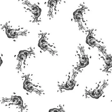 Seamless pattern oline oil splash sketch hand drawn イラスト素材