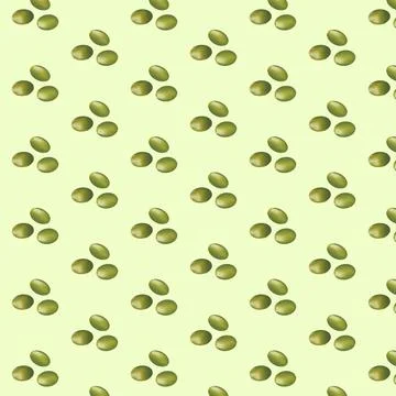 Seamless pattern with olive branch and green olives Stock Illustration