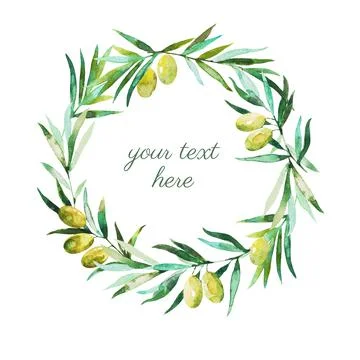 Seamless pattern with olive branches and olives. Watercolor hand drawing Stock-Illustration