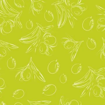 Seamless pattern with olive branches. Retro decorative texture background for Illustrazione stock