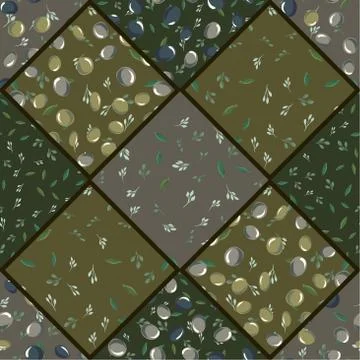 Seamless pattern with olive leaves and olives Stock Illustration