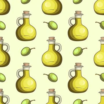 Seamless pattern with olive oil Stock Illustration