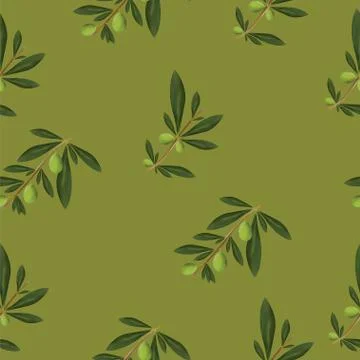 Seamless pattern with olive tree vector Stock Illustration