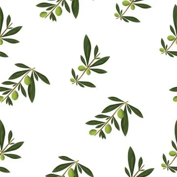 Seamless pattern with olive tree vector - floral pattern Stock Illustration