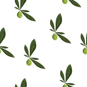 Seamless pattern with olive tree vector - green floral pattern Illustrazione stock