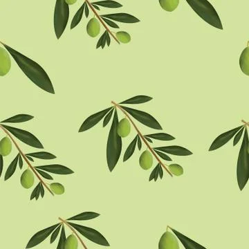 Seamless pattern with olive trees vector Stock Illustration