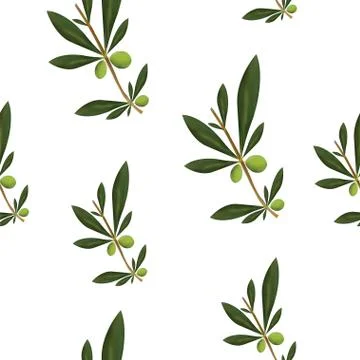 Seamless pattern with olive trees vector - green floral pattern 库存插图